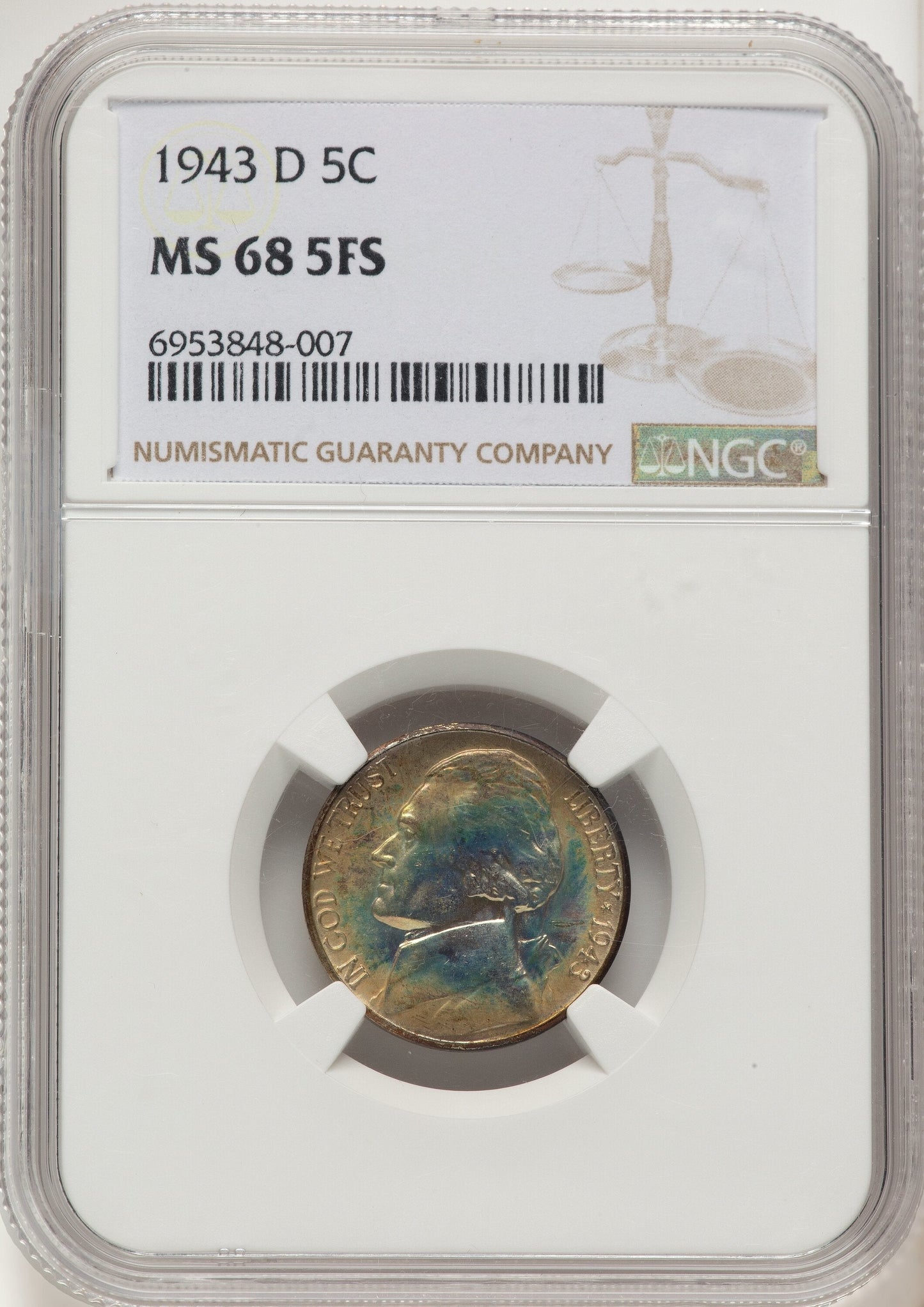 1943-D 5C FS Jefferson Nickel NGC MS68