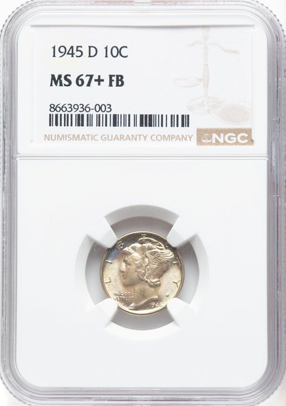 1945-D 10C FB Mercury Dime NGC MS67+