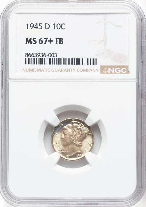 1945-D 10C FB Mercury Dime NGC MS67+