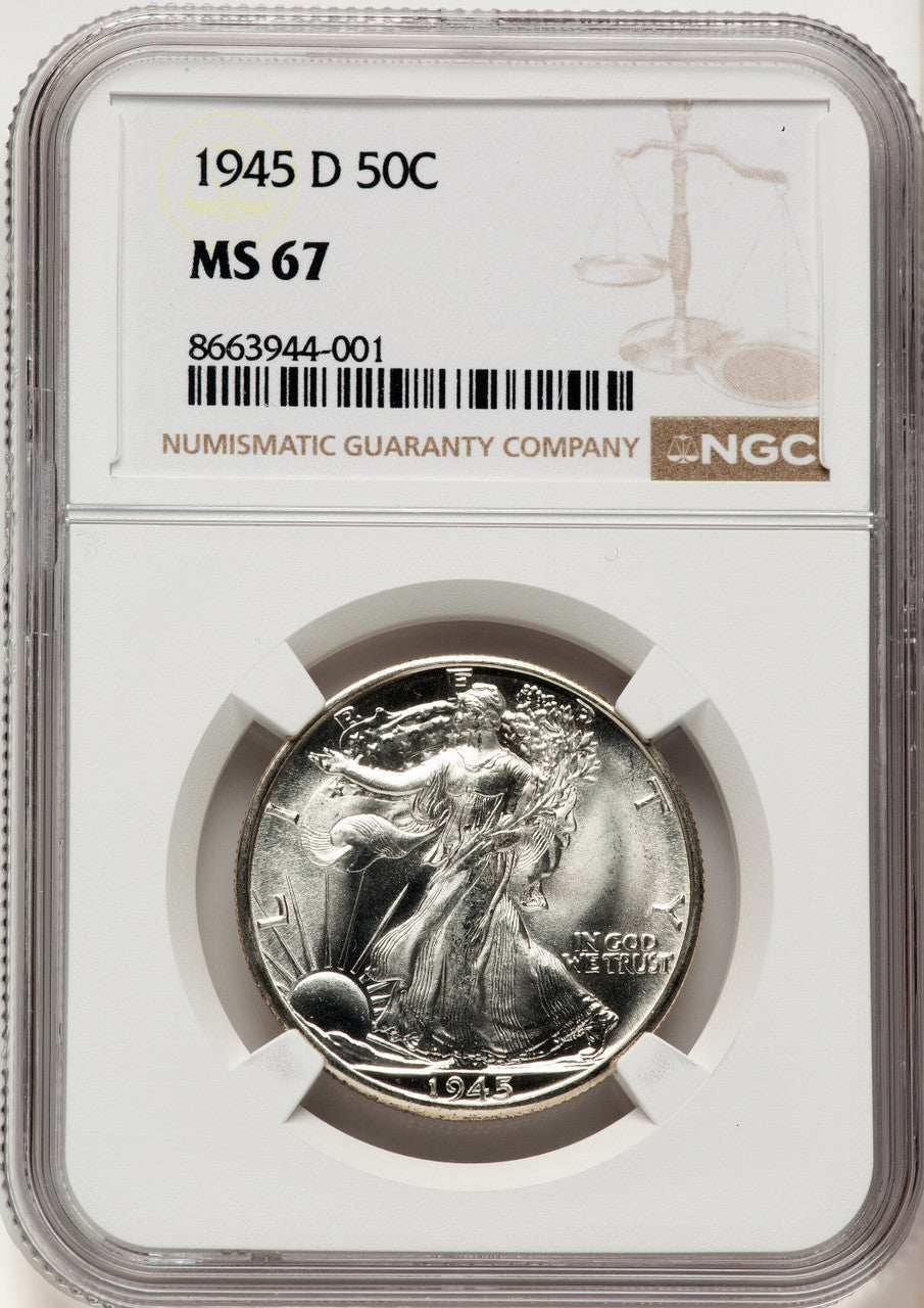 1945-D 50C Walking Liberty Half Dollar NGC MS67