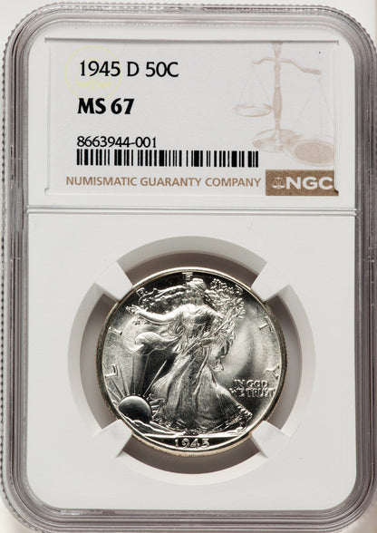 1945-D 50C Walking Liberty Half Dollar NGC MS67