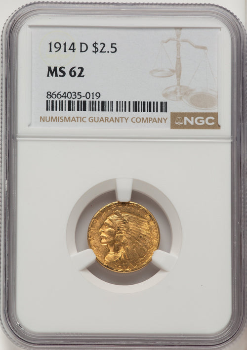 1914-D $2.50 Indian Quarter Eagle NGC MS62