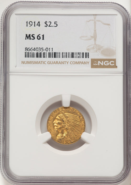 1914 $2.50 Indian Quarter Eagle NGC MS61
