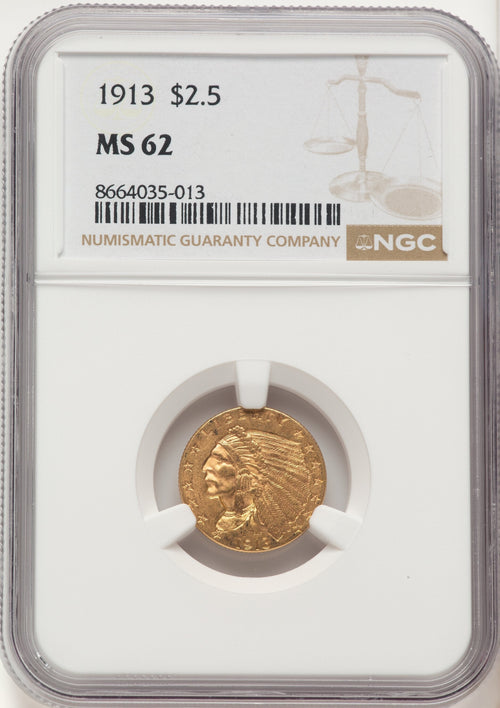 1913 $2.50 Indian Quarter Eagle NGC MS62