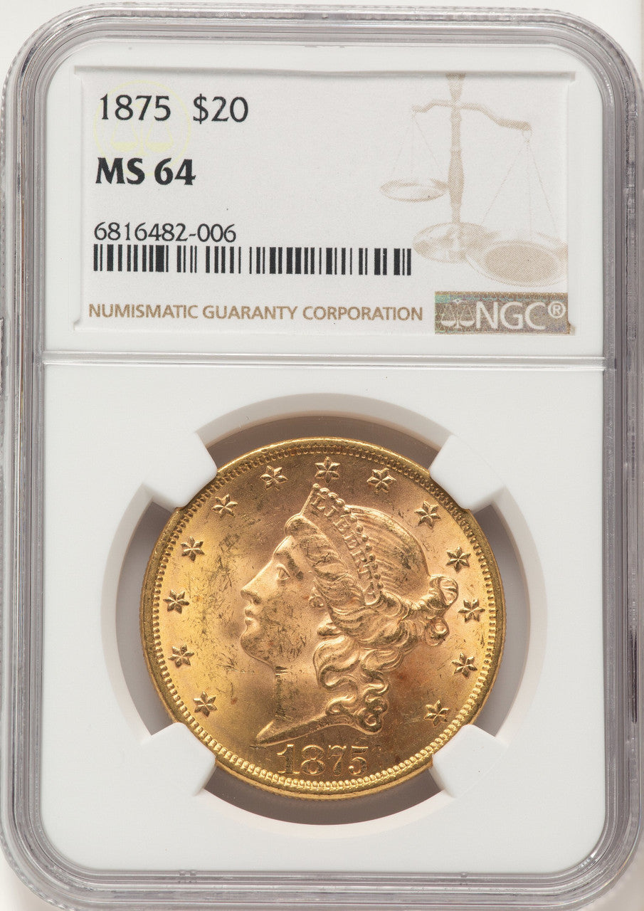 1875 $20 Liberty Double Eagle NGC MS64