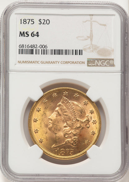 1875 $20 Liberty Double Eagle NGC MS64
