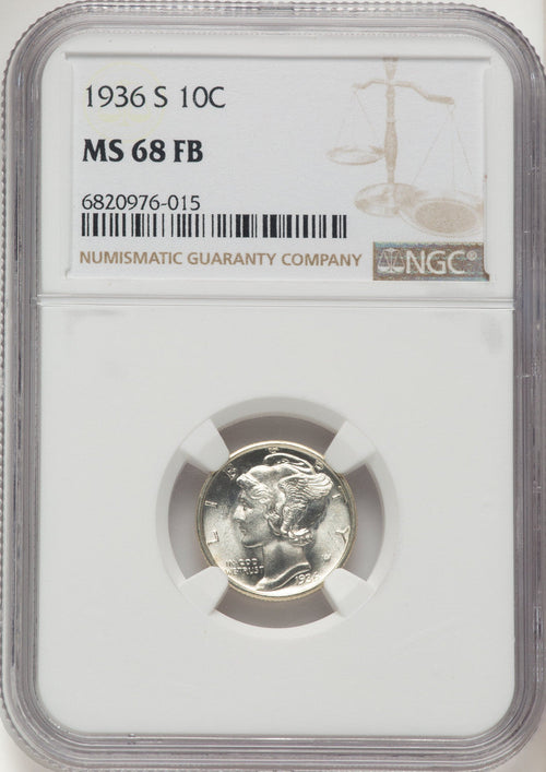 1936-S 10C FB Mercury Dime NGC MS68