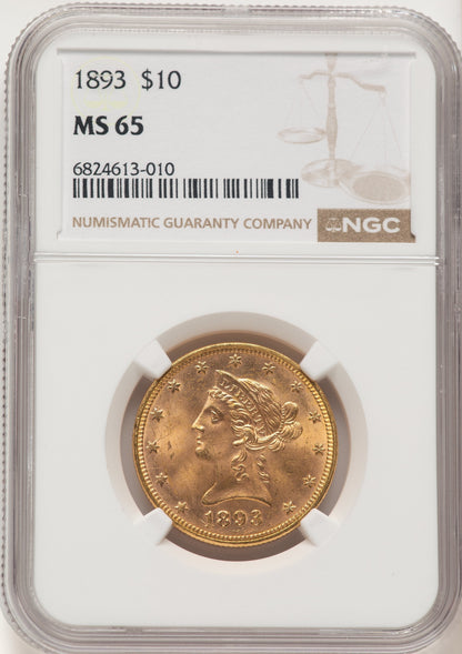 1893 $10 Liberty Eagle NGC MS65