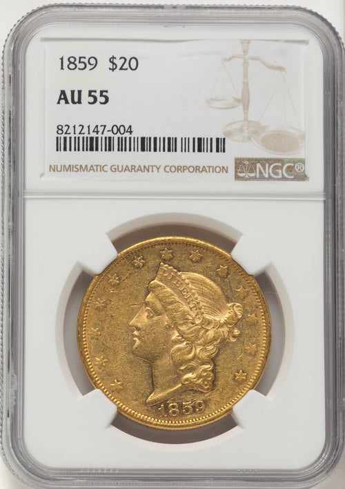 1859 $20 Liberty Double Eagle NGC AU55