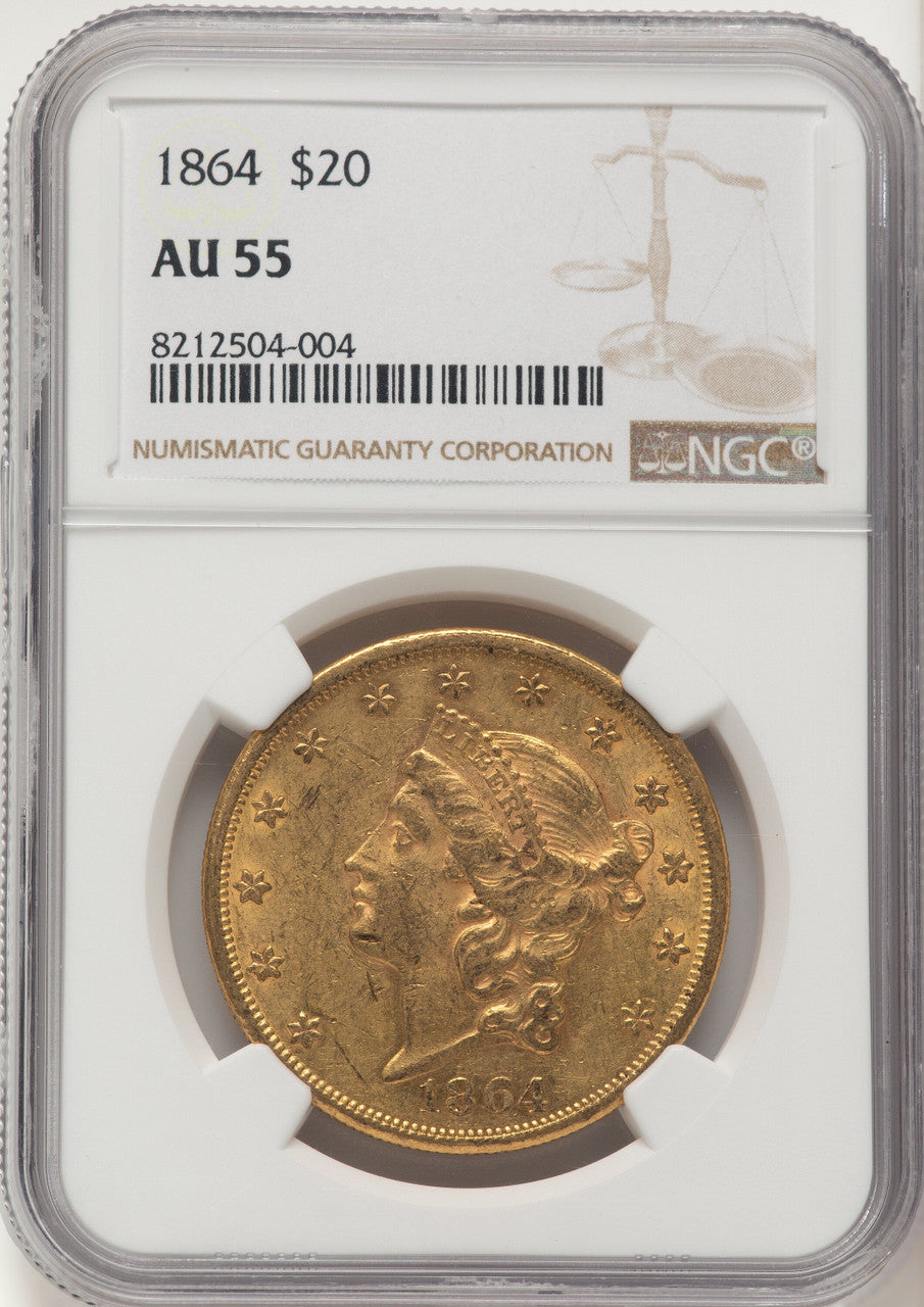 1864 $20 Liberty Double Eagle NGC AU55