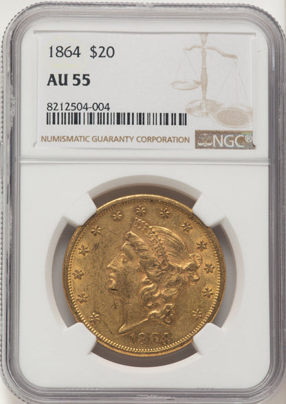 1864 $20 Liberty Double Eagle NGC AU55