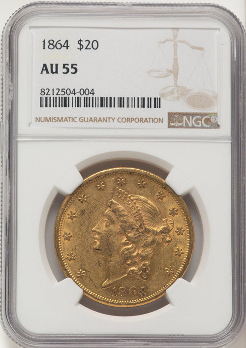1864 $20 Liberty Double Eagle NGC AU55