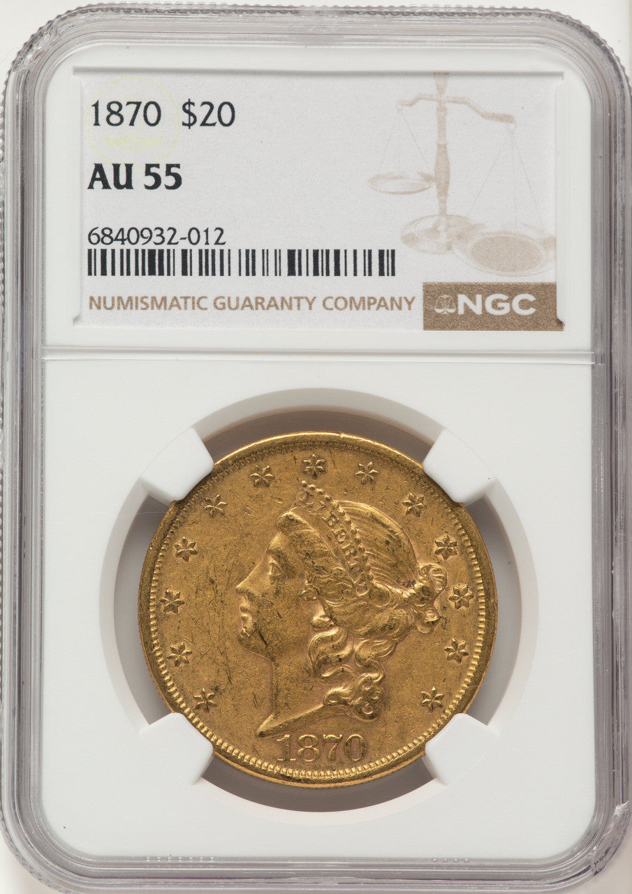 1870 $20 Liberty Double Eagle NGC AU55