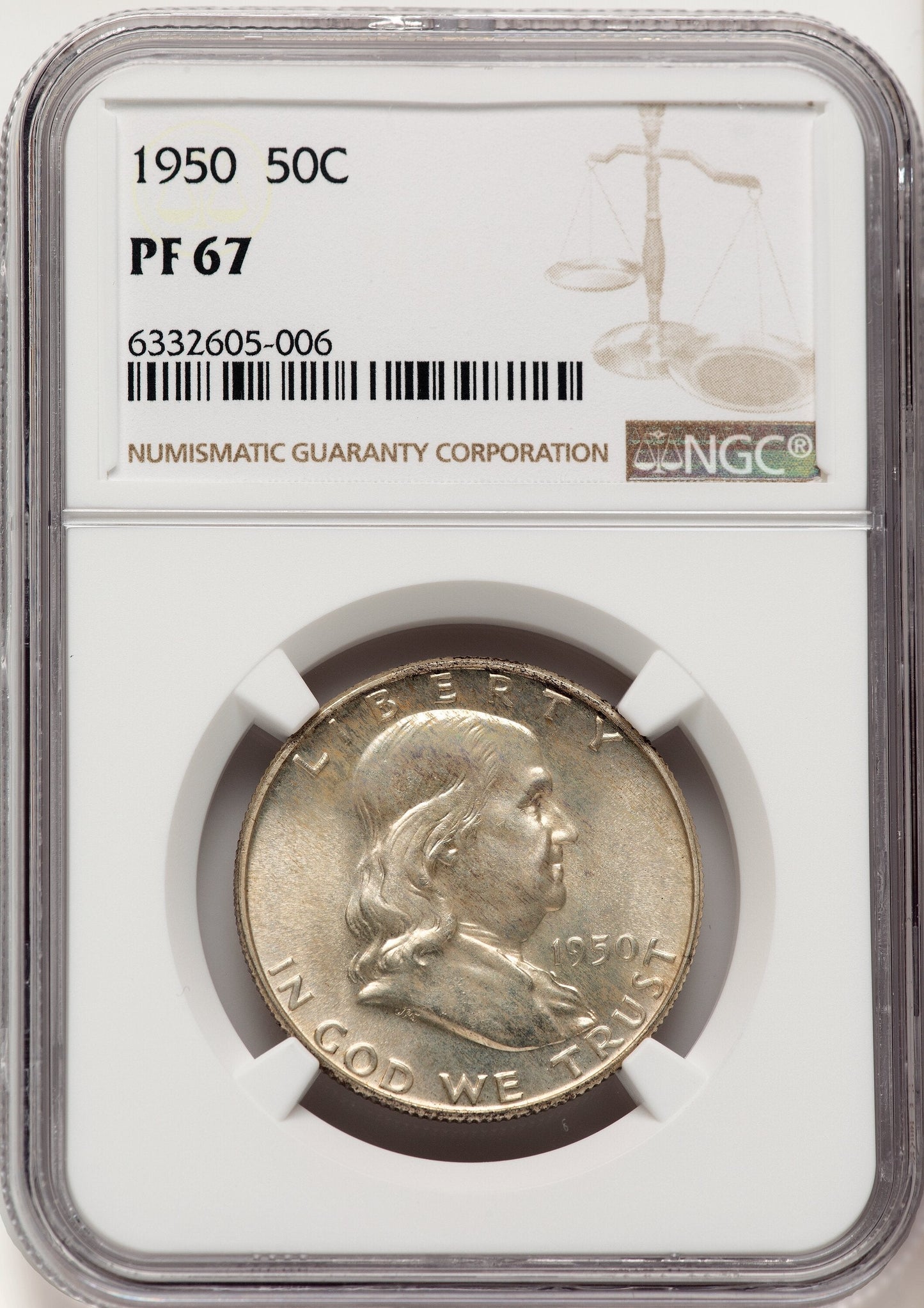 1950 50C Proof Franklin Half Dollar NGC PR67