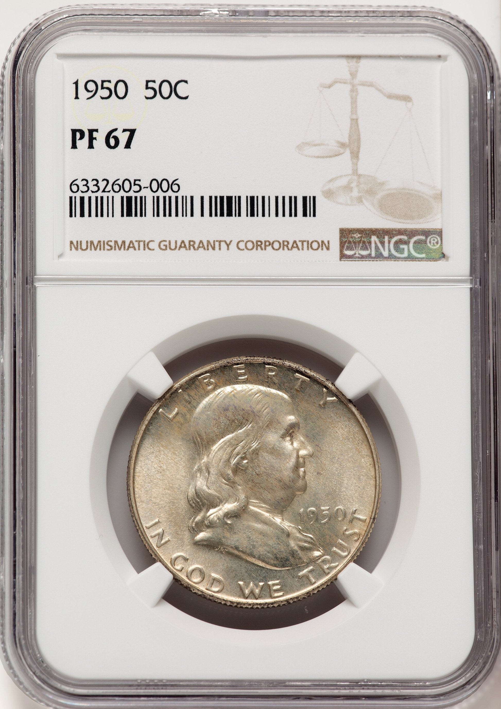 1950 50C Proof Franklin Half Dollar NGC PR67