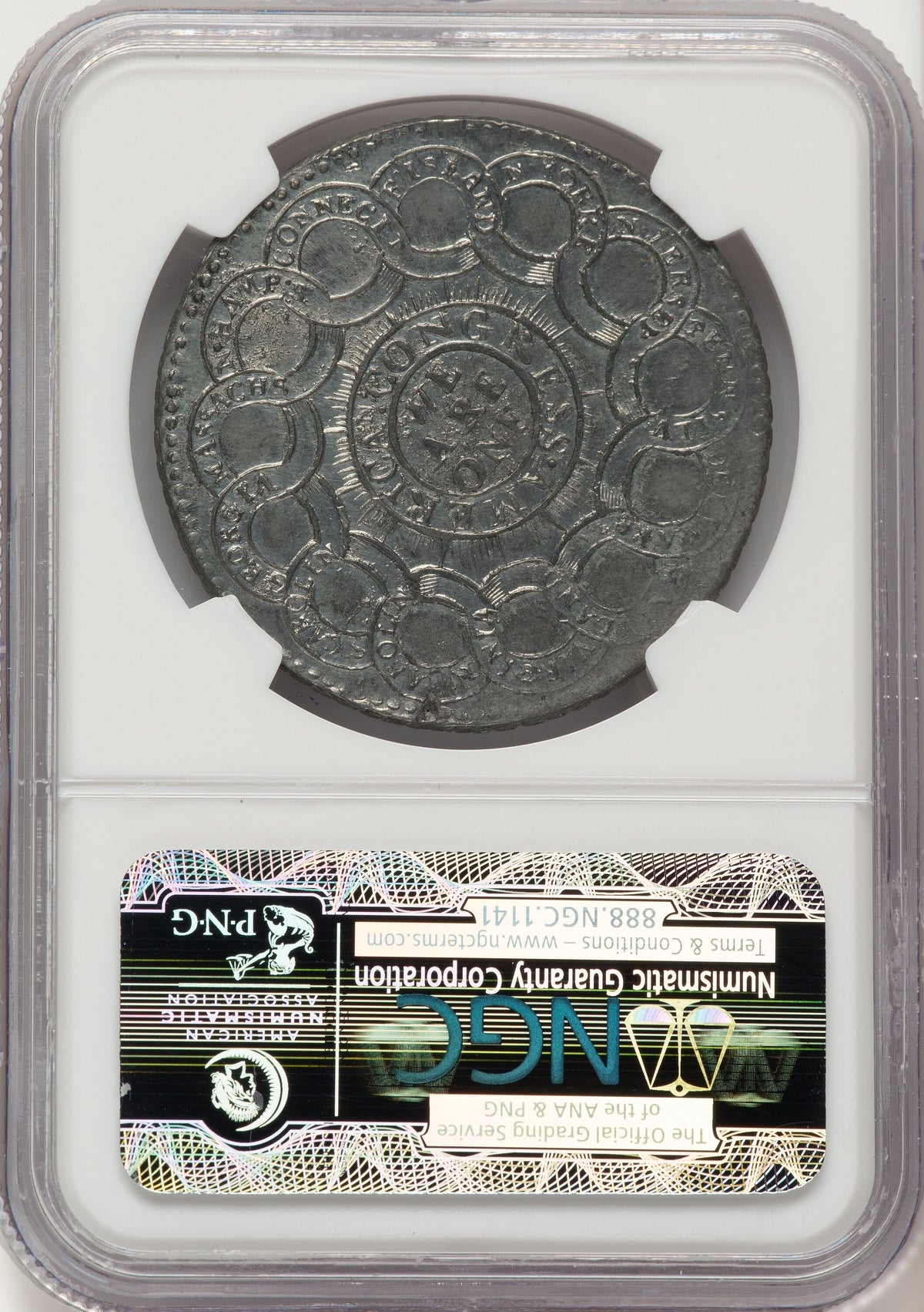 1776 Continental Dollar CURRENCY Pewter Colonials NGC MS61