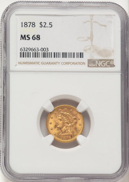 1878 $2.50 Liberty Quarter Eagle NGC MS68