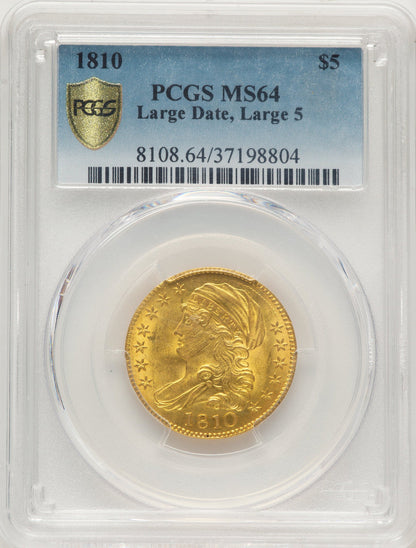 1810 $5 Large Date Large 5 Early Half Eagle PCGS MS64