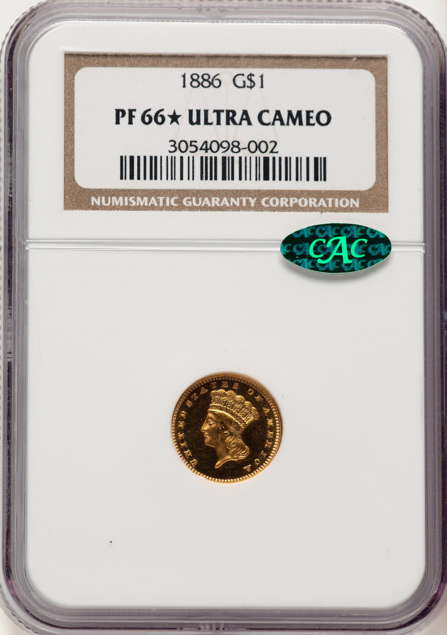 1886 G$1 CAC Proof Gold Dollar NGC PR66