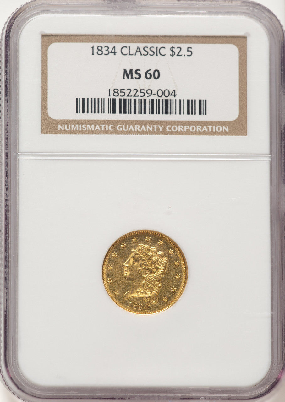 1834 $2.50 Classic Classic Quarter Eagle NGC MS60