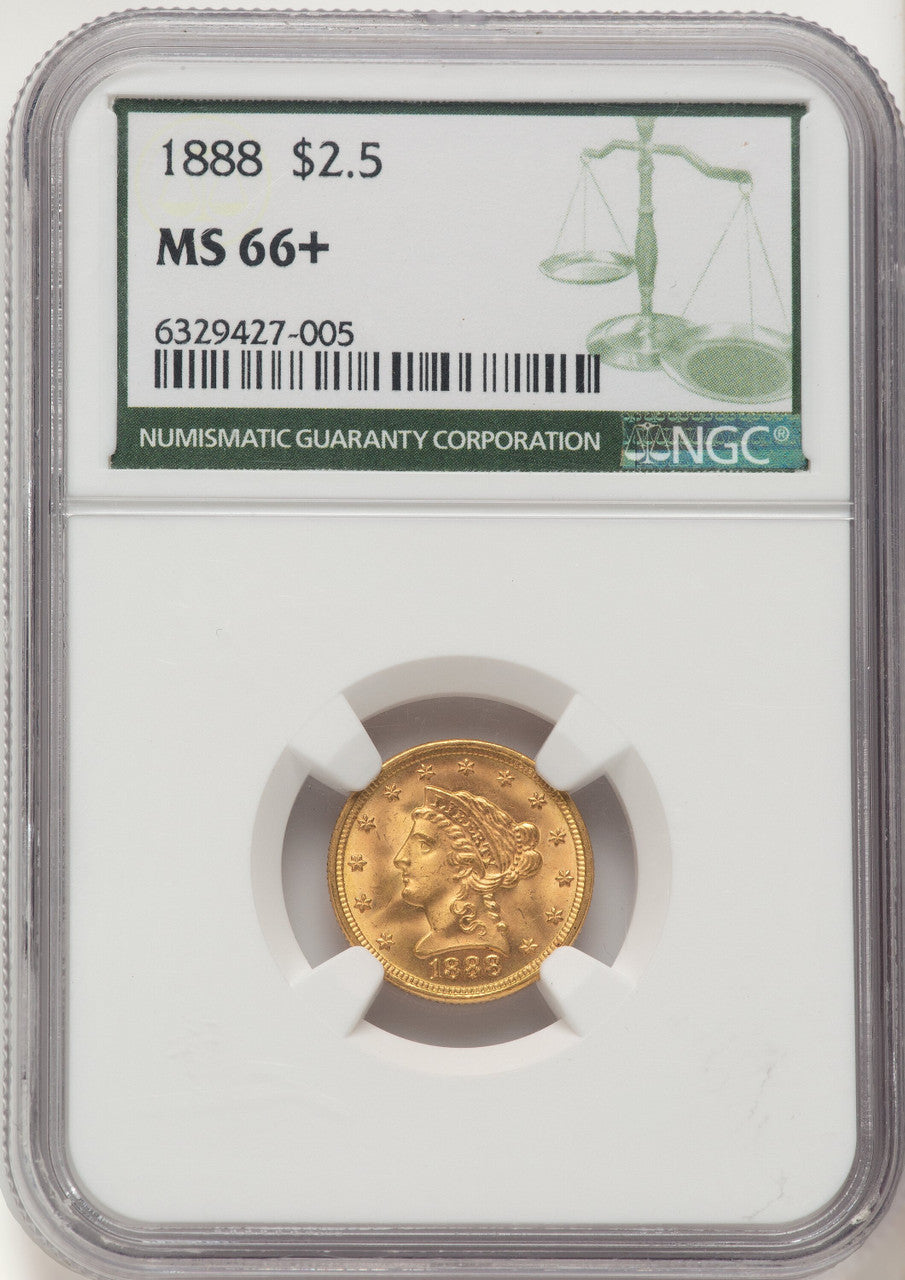 1888 $2.50 Liberty Quarter Eagle NGC MS66+