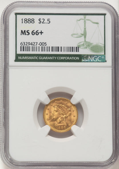1888 $2.50 Liberty Quarter Eagle NGC MS66+