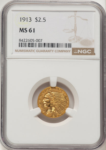 1913 $2.50 Indian Quarter Eagle NGC MS61