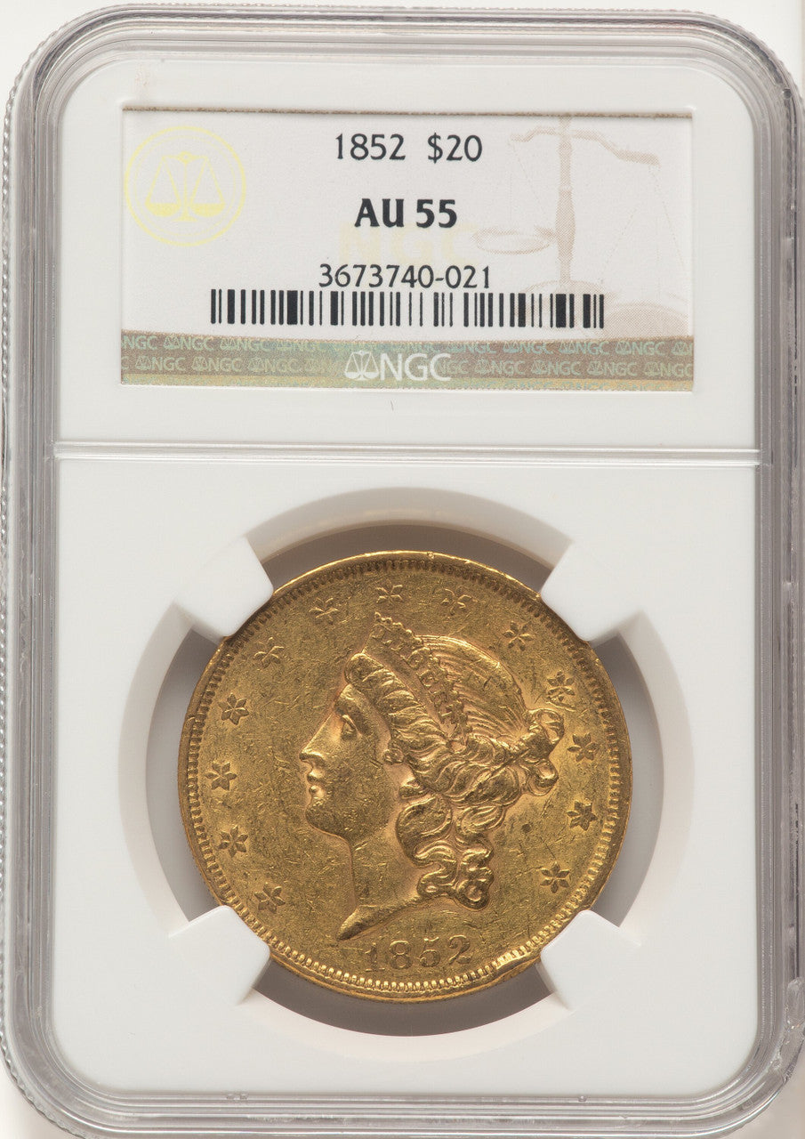 1852 $20 Liberty Double Eagle NGC AU55
