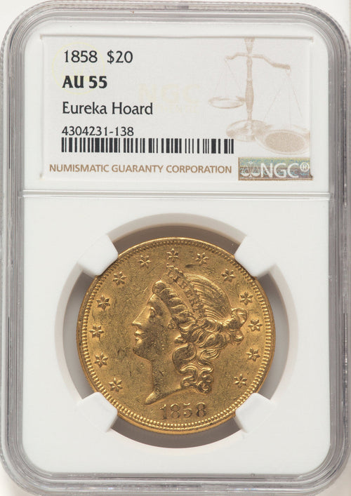 1858 $20 Liberty Double Eagle NGC AU55
