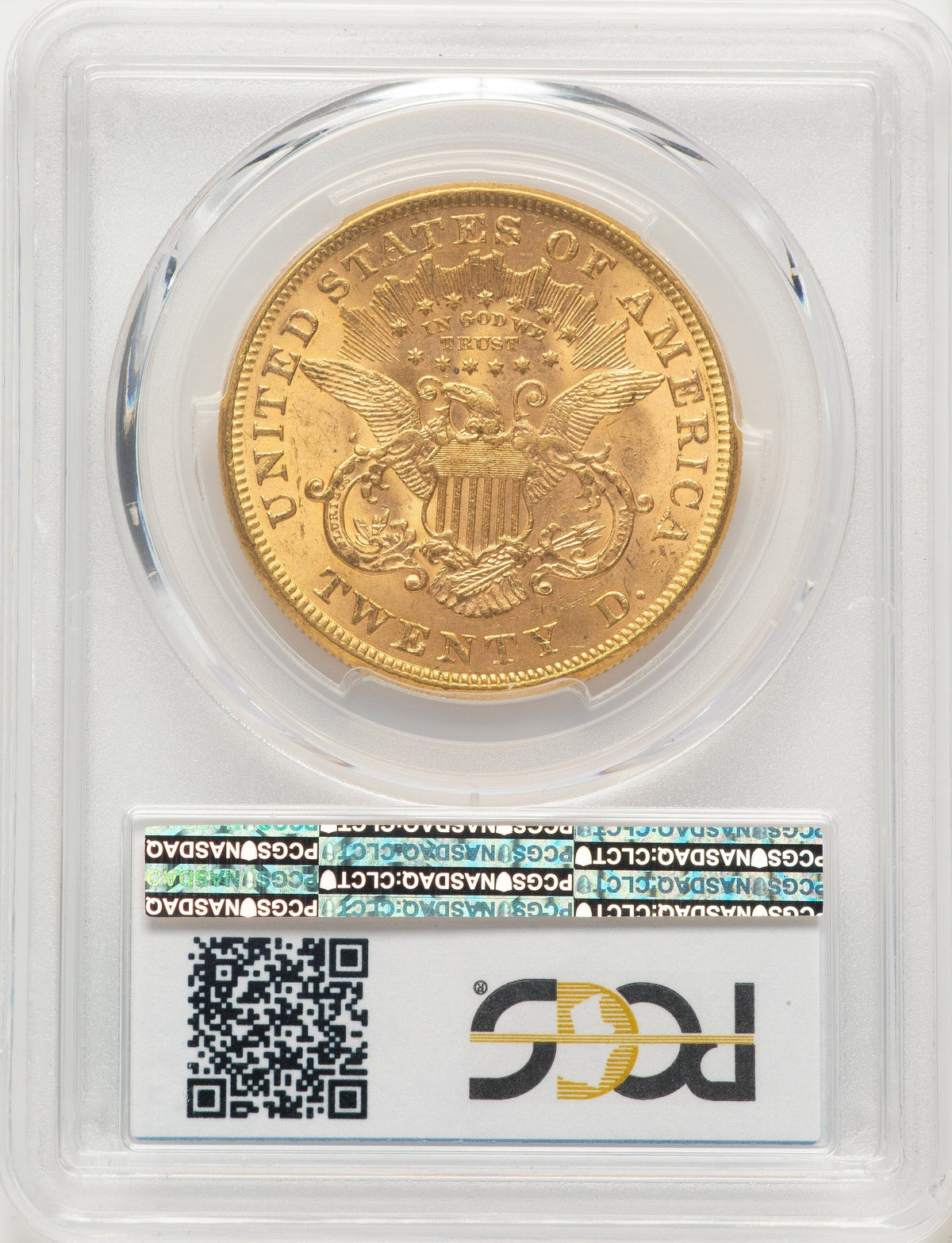 1873 $20 OPEN 3 Blue Gradient Liberty Double Eagle PCGS MS61