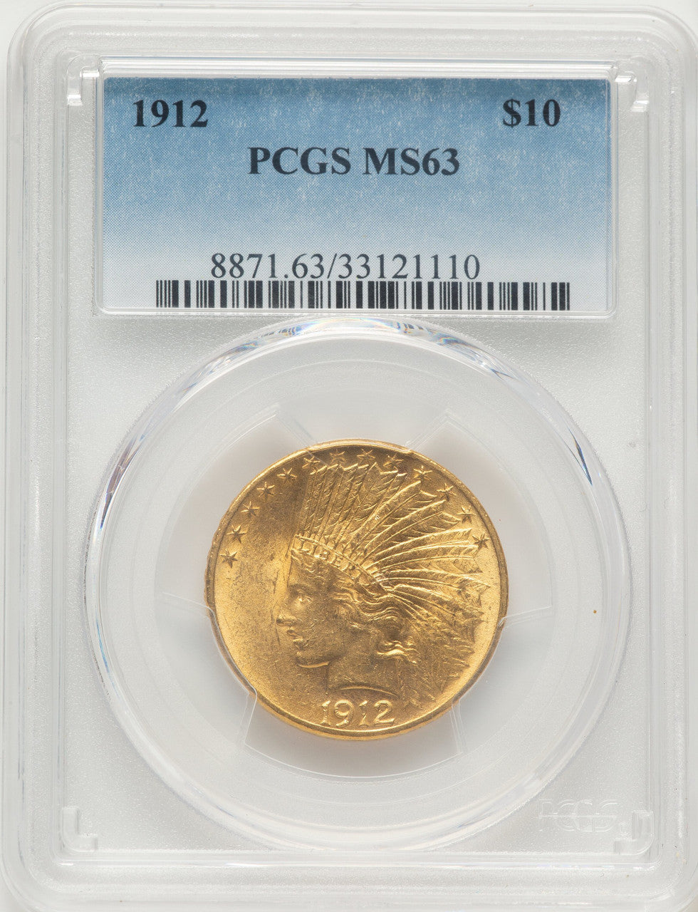 1912 $10 Blue Gradient Indian Eagle PCGS MS63