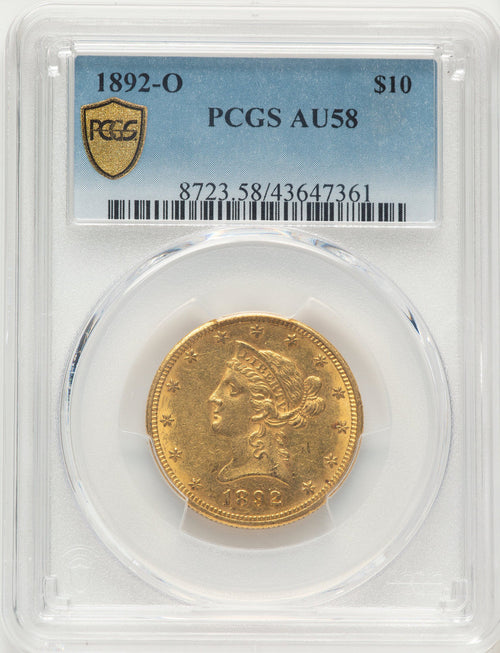 1892-O $10 Blue Gradient Liberty Eagle PCGS AU58