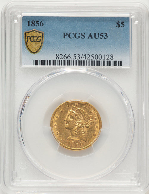 1856 $5 Blue Gradient Liberty Half Eagle PCGS AU53
