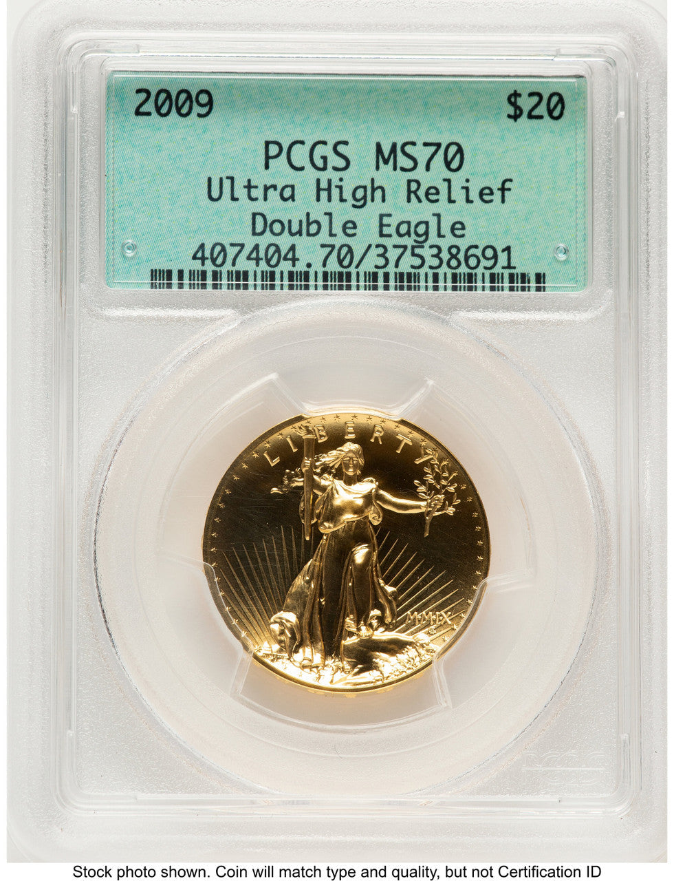 2009 G$20 Ultra High Relief Green Label PCGS MS70