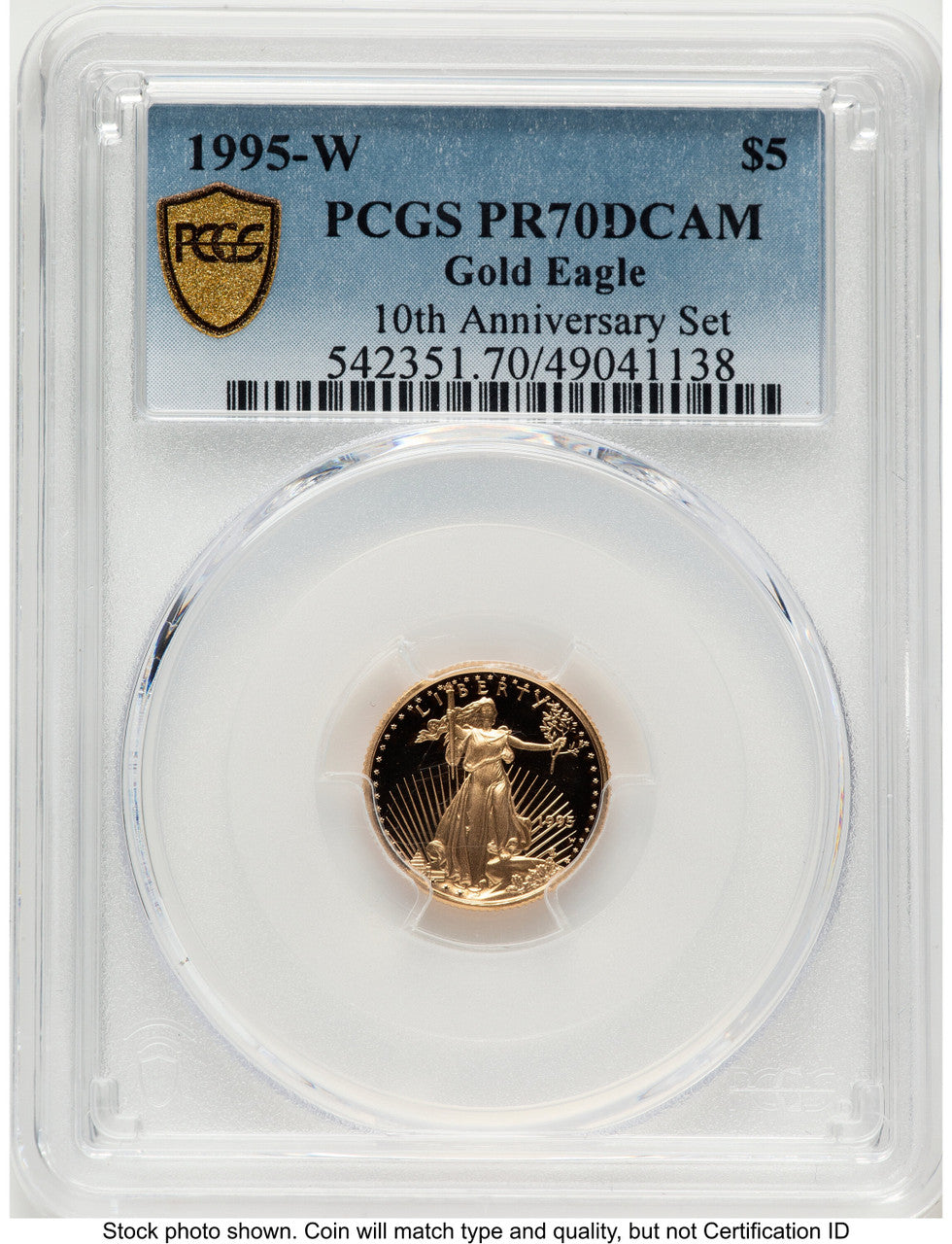 1995-W Proof Gold Eagle 1/10 oz Blue Gradient PCGS PR70