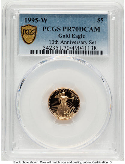 1995-W Proof Gold Eagle 1/10 oz Blue Gradient PCGS PR70