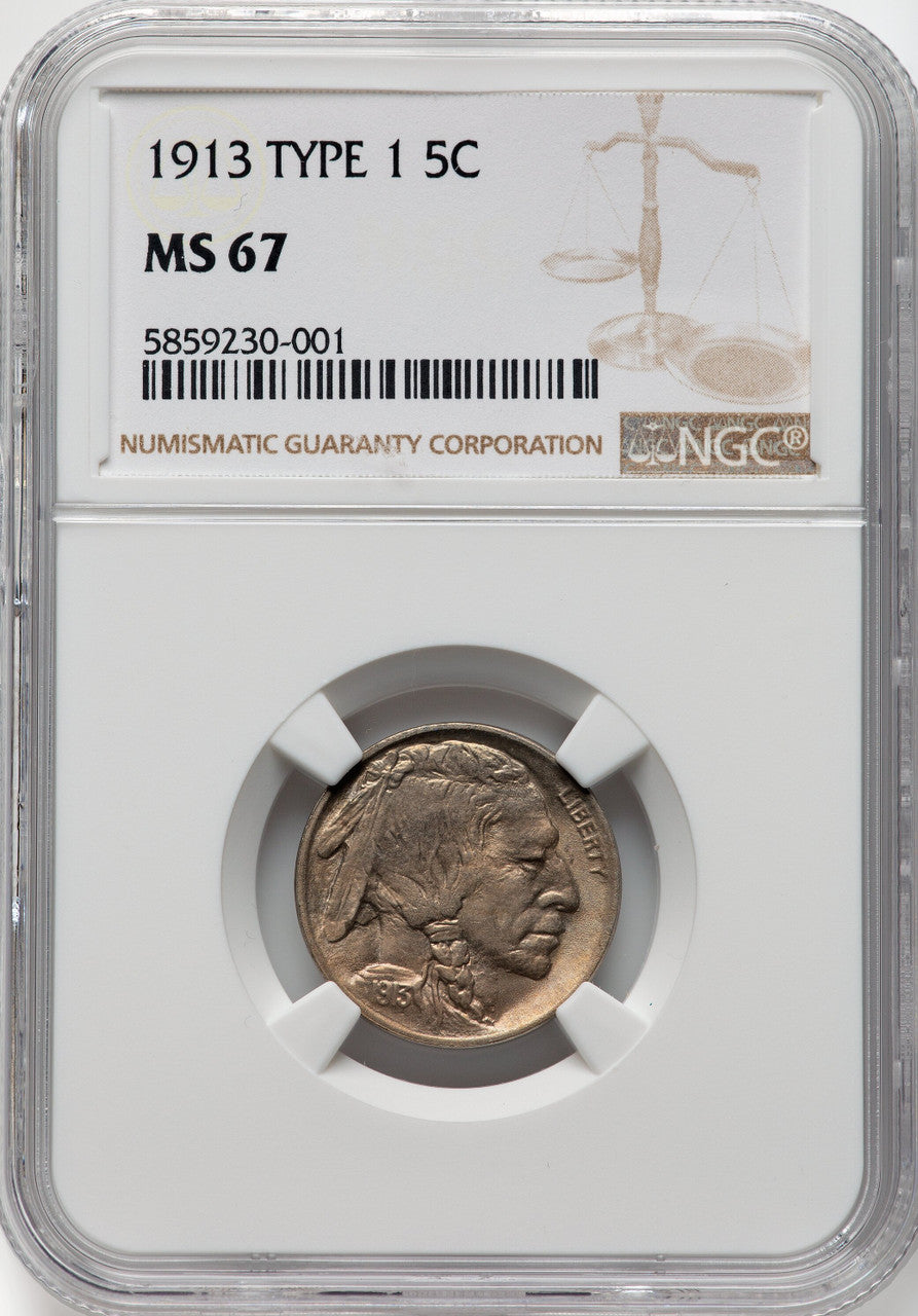 1913 T-1 5C Buffalo Nickel NGC MS67