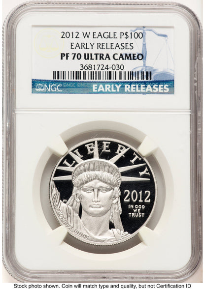2012-W Proof Platinum Eagle 1 oz ER Blue NGC PF70