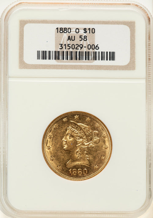 1880-O $10 Liberty Eagle NGC AU58