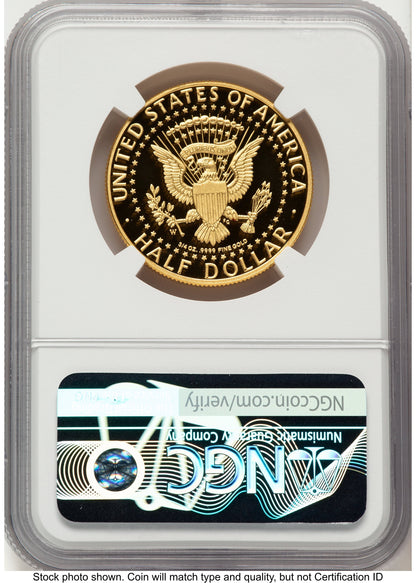 2014-W 50C Gold JFK 50th Anniversary Brown Label Proof Kennedy Half Dollar NGC PR70