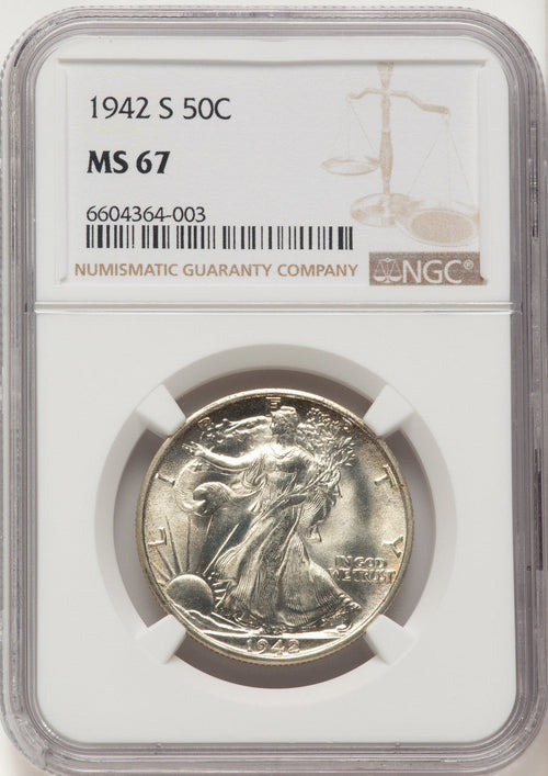 1942-S 50C Walking Liberty Half Dollar NGC MS67