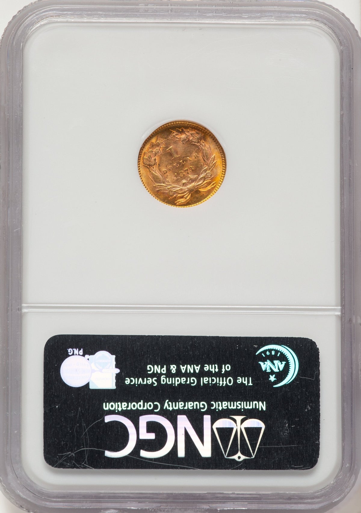 1873 G$1 OPEN 3 Gold Dollar NGC MS63