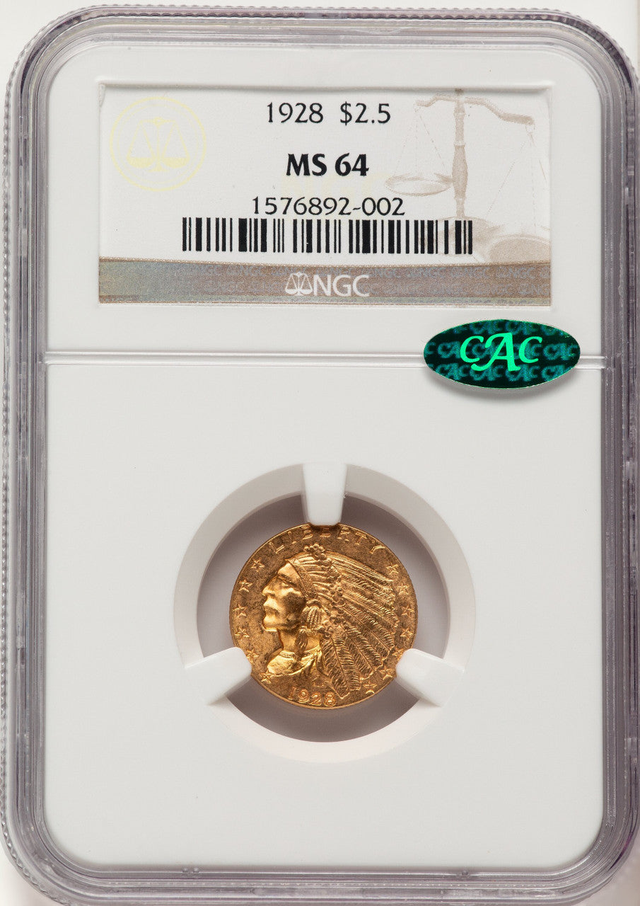 1928 $2.50 CAC Indian Quarter Eagle NGC MS64