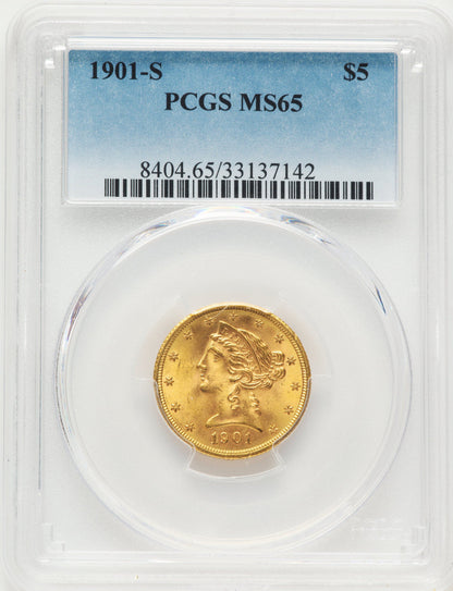 1901-S $5 Liberty Half Eagle PCGS MS65