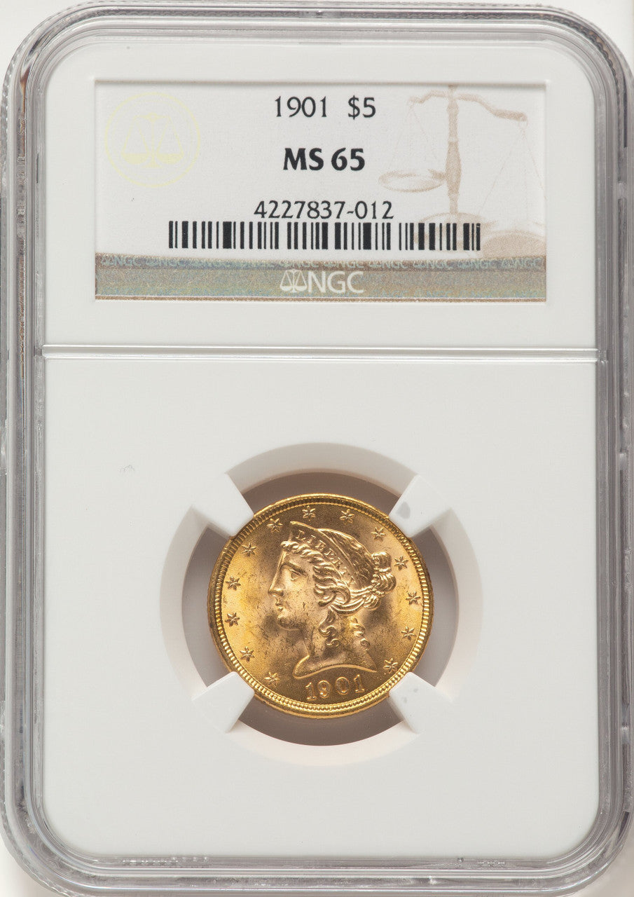 1901 $5 Liberty Half Eagle NGC MS65