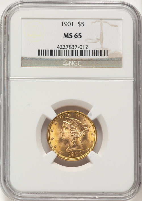 1901 $5 Liberty Half Eagle NGC MS65