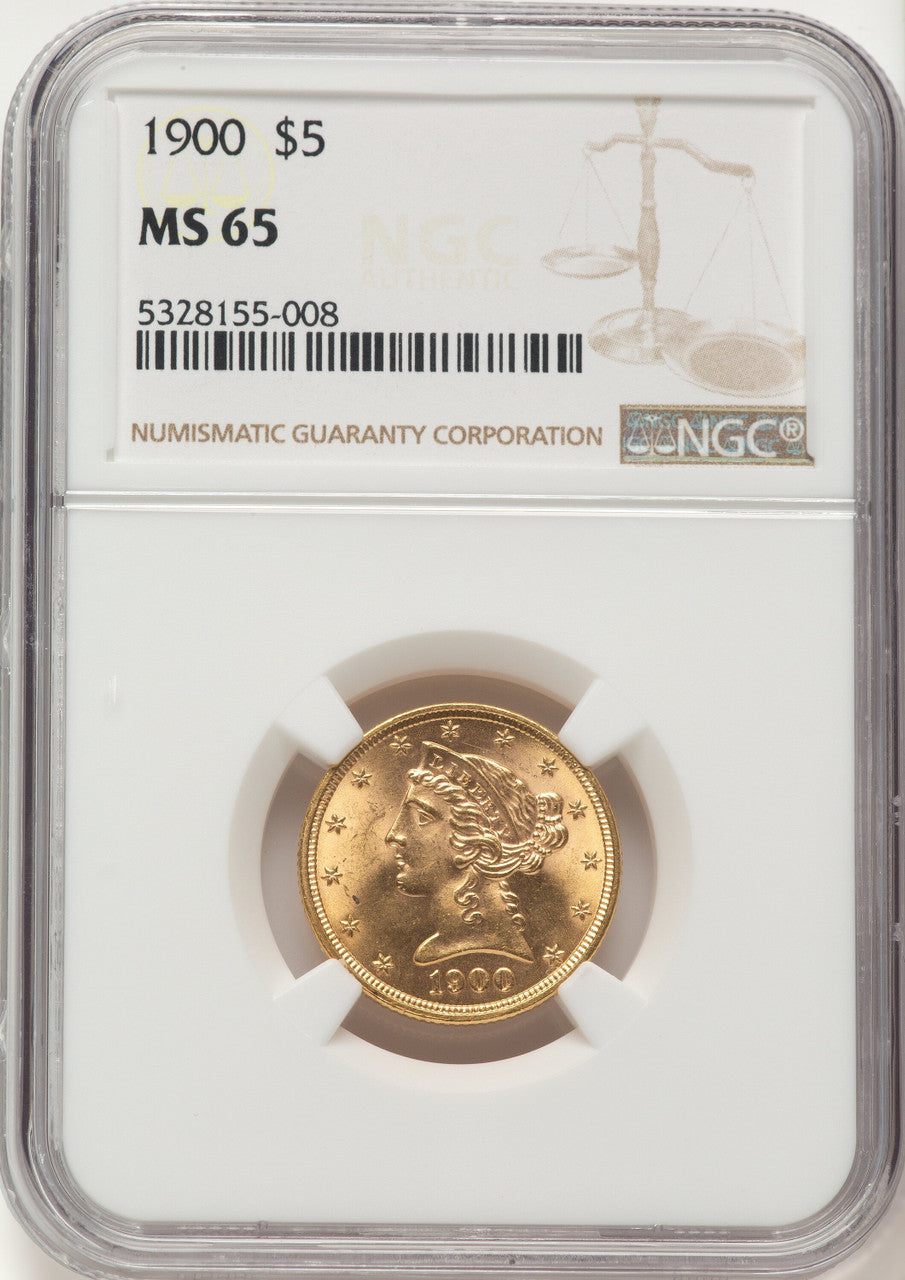1900 $5 Liberty Half Eagle NGC MS65