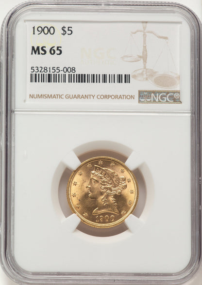 1900 $5 Liberty Half Eagle NGC MS65