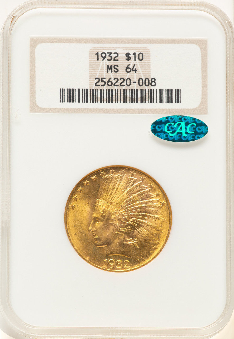 1932 $10 CAC Indian Eagle NGC MS64