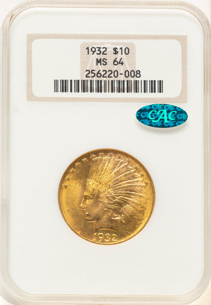 1932 $10 CAC Indian Eagle NGC MS64